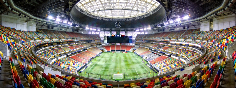 2026世界杯美国主办城市之一亚特兰大梅赛德斯-奔驰体育场内景，座位整齐